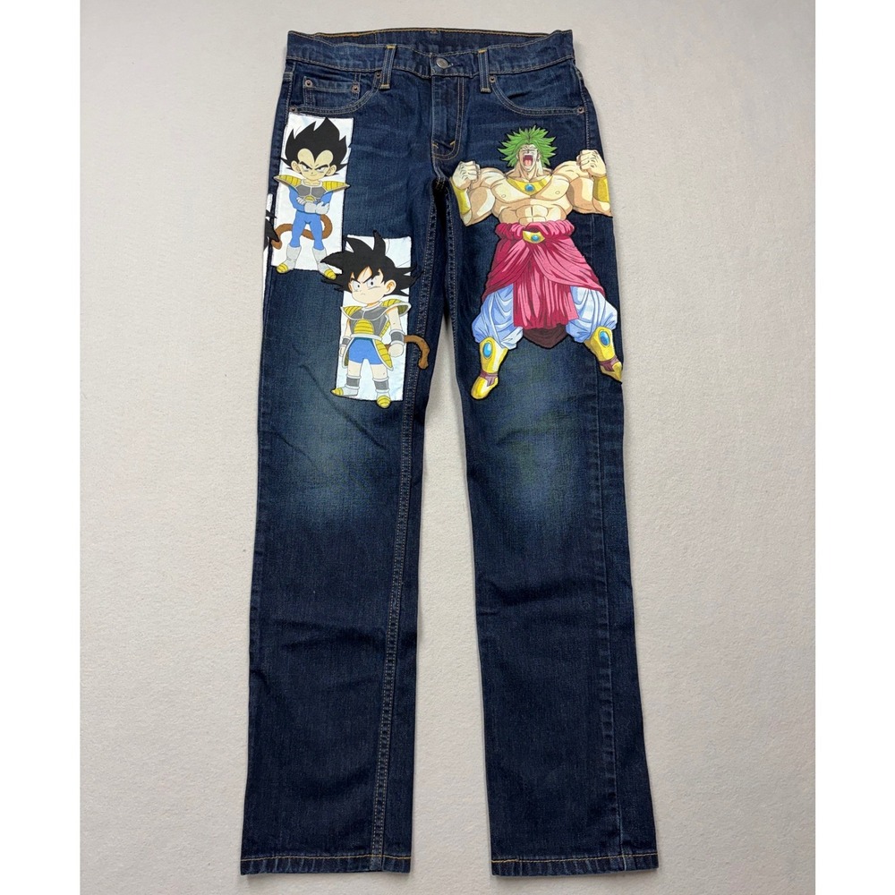 Levi's 511 Jeans Mens 30x32 Blue Slim Dragon Ball Z Custom Rare Broly Vegeta